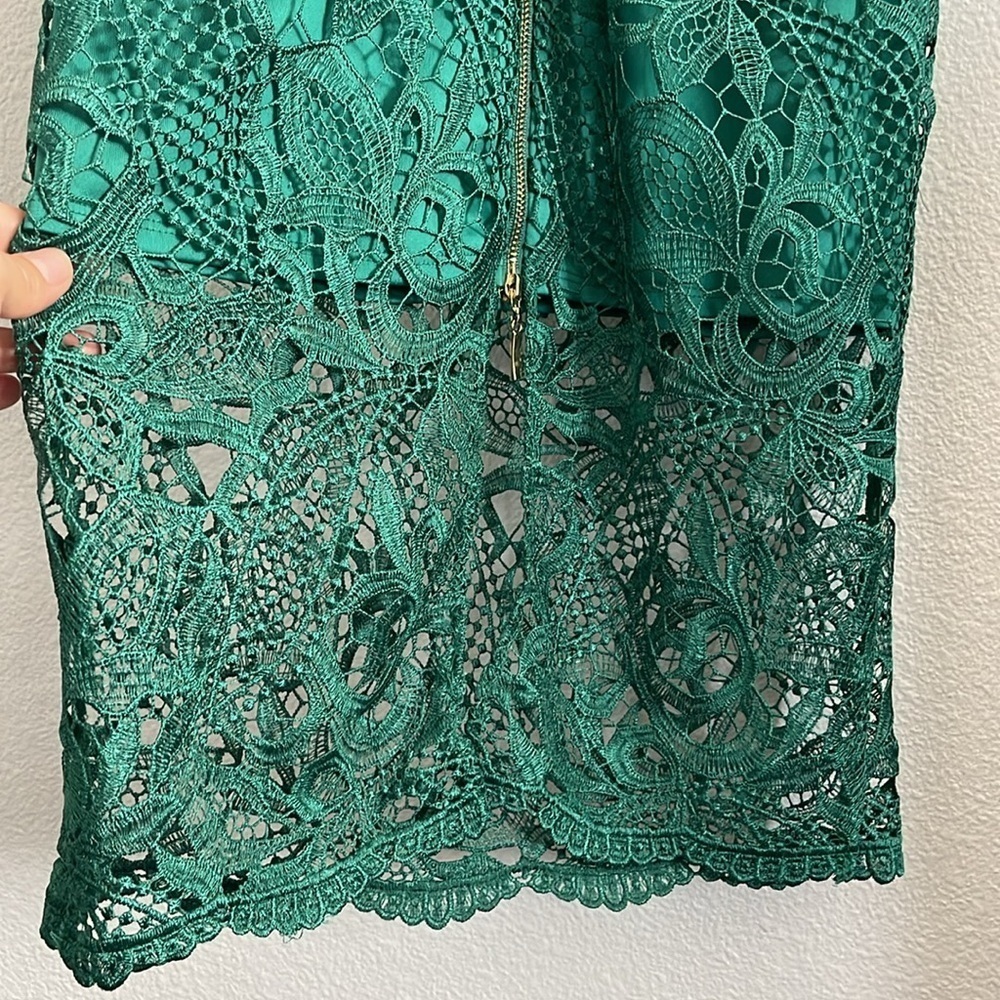Bebe Ladies Dressy Sleeveless Mid-Calf Lace Dress Green Size 4 - Picture 10 of 13